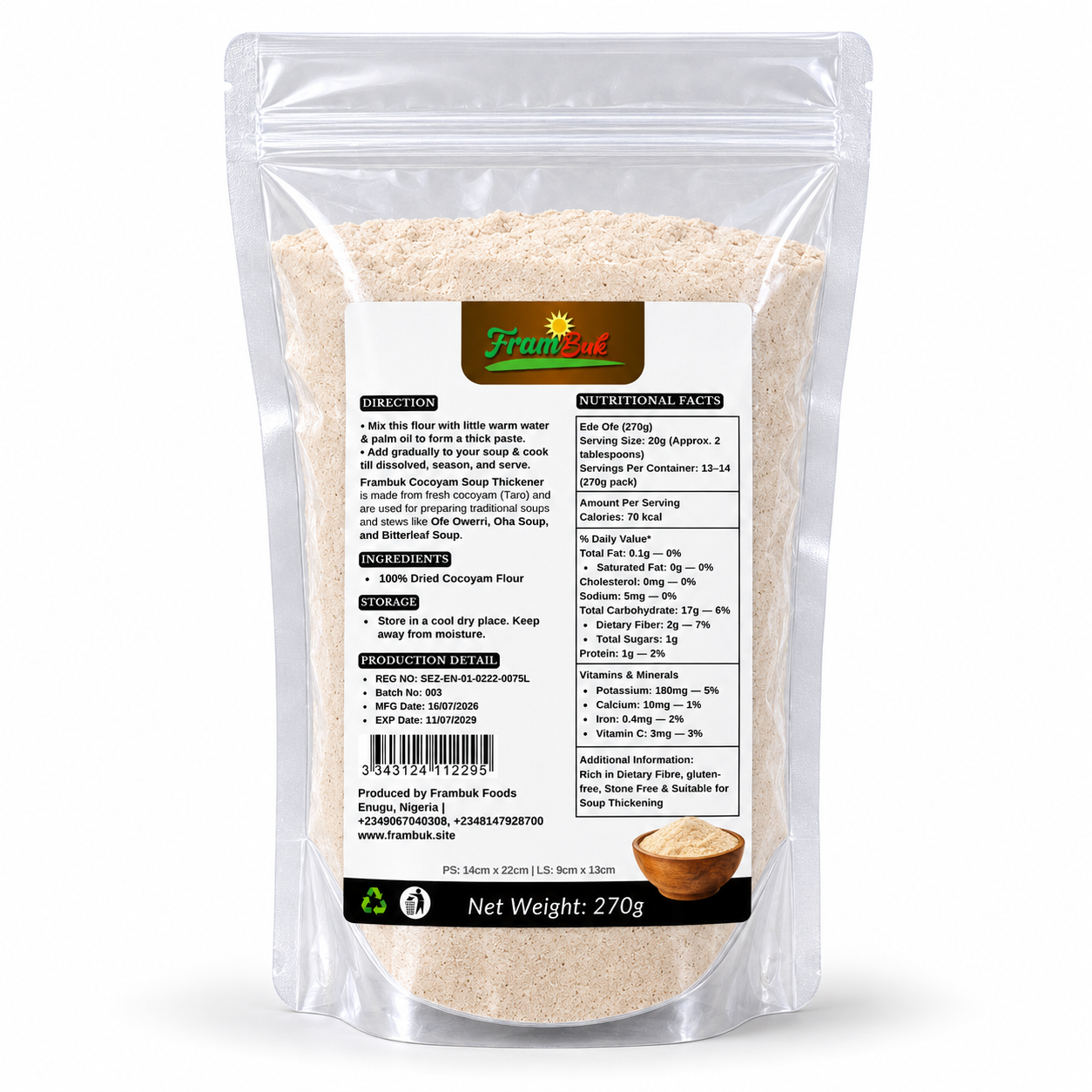 Cocoyam Soup Thickener, alternate view